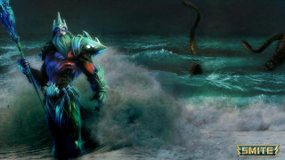 Man costume walking water spear - league of legends concept art free wallpaper