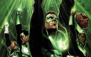 Green lanterns surrounded green room - a comic book panel free wallpaper