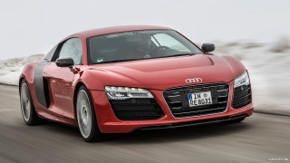 Red car snow mountains digital - a white sky free wallpaper