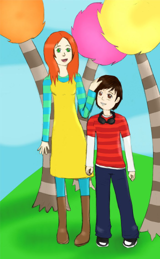 Boy girl tree pink yellow - a boy and a girl free wallpaper for mobile