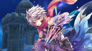Girl sword castle stars sky - official art free wallpaper for desktop