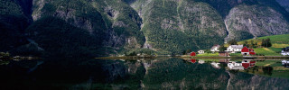 Mountain lake house reflection background - andreas gursky free wallpaper for desktop