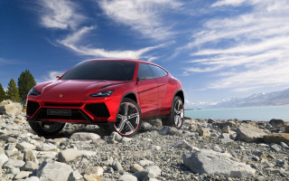 Red sports car rocky beach - a rocky beach next free wallpaper for desktop