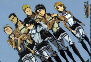 Anime characters group blue sky 6 - a blue sky background free wallpaper