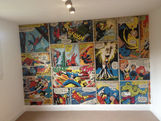 Comic book wall room lighting - temporary free wallpaper