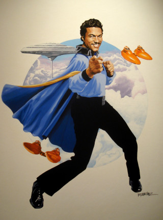 Man blue cape gun spaceship - funk art free wallpaper for mobile