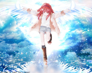 Red haired girl wings astral - red hair free wallpaper