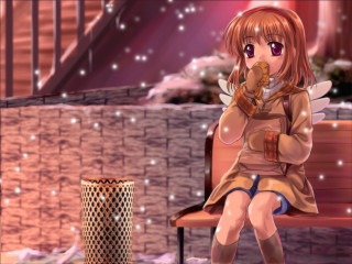 Girl bench coffee basket cookies - a bench free wallpaper for desktop