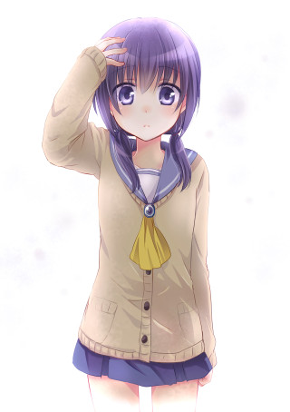 Girl purple hair yellow scarf - purple hair free wallpaper for mobile