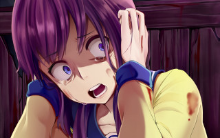 Purple haired woman blood splatter - purple hair free wallpaper