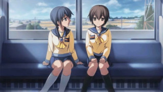 Anime girls train seat crossed - kyoani free wallpaper