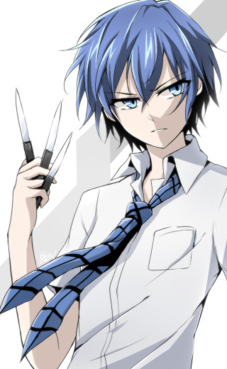 Man blue hair scissors tie - sharp free wallpaper for mobile