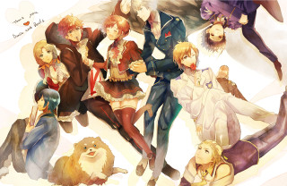 Anime characters sitting white background 2 - a group of anime characters sitting next free wallpaper for desktop