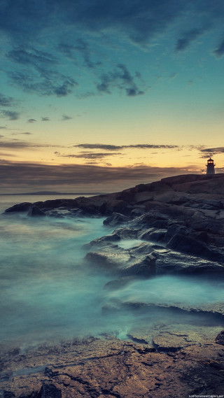 Lighthouse rocky shore sunset water 7 - free sunset wallpaper for mobile