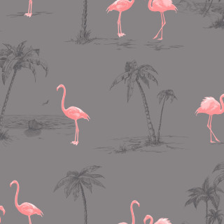 Flamingos beach palm trees kitsch - bird free wallpaper for tablet