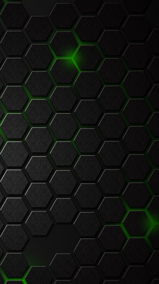 Black green hexagons background light - the side of the wall free wallpaper for mobile