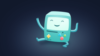 Cartoon character running smiling camera - pixel art free wallpaper