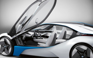 Futuristic car doors open interior - shown free wallpaper