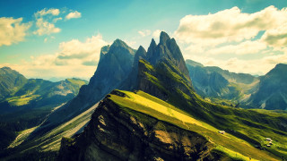 Mountain range grassy field blue 3 - a grassy field below free wallpaper