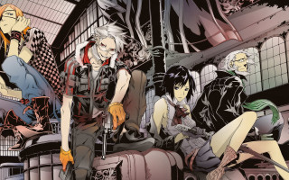 Anime characters bench train station - a bench together free wallpaper