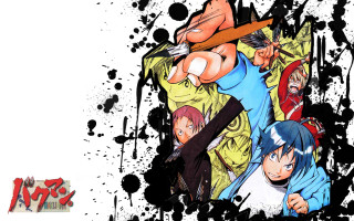 Anime characters knife fork group - over them free wallpaper
