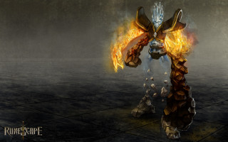 Flame armored game character fire - a black floor free wallpaper