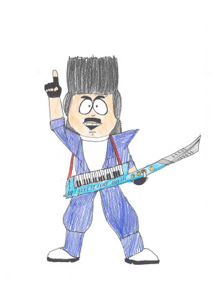 Man guitar microphone hand drawing - funk art free wallpaper for mobile