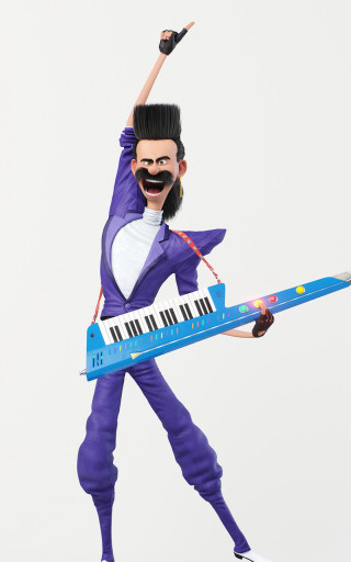 Man mustache blue piano toy - plasticien free wallpaper for mobile