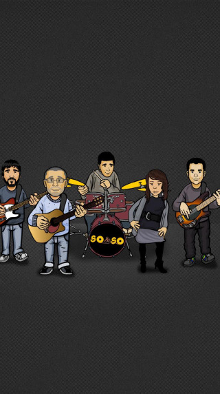 Group people guitars standing holding - free minimalism wallpaper