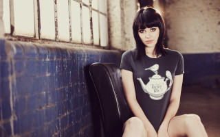 Woman sitting chair brick wall - a chair in a room free wallpaper for desktop