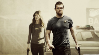 Man woman walking street holding 2 - a car in the background free wallpaper