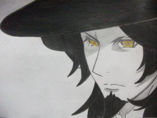 Man hat yellow eyes drawing - a drawing of a man free wallpaper