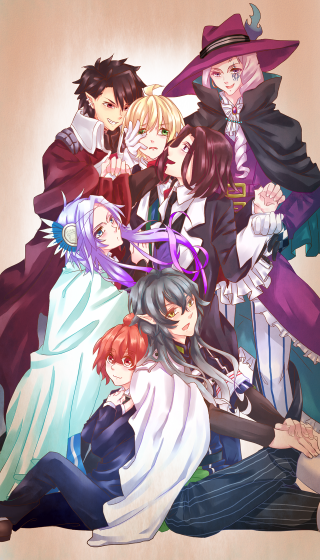 Costume party people hats sitting - a floor free wallpaper for mobile