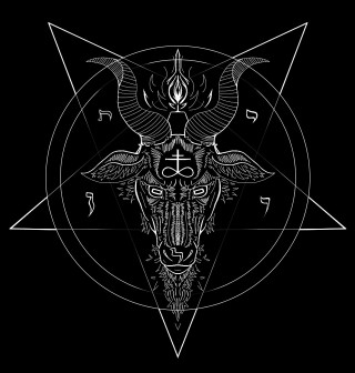 Goat head horns pentagram symbols - an illustration of free wallpaper for tablet