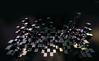 Cubes black white air background - an abstract sculpture free wallpaper