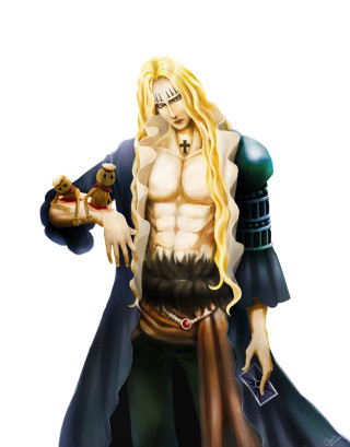 Bearded man knife beer dog - free 3d render wallpaper