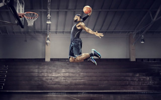 Man jumping dunk basketball gym - dunk free wallpaper