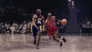 Basketball players running after ball - photo real free wallpaper for desktop