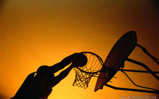 Silhouette person basketball hoop sun - a basketball free wallpaper