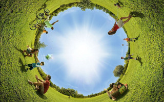 People laying grass circle sky 2 - anne geddes free wallpaper for desktop