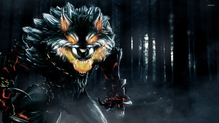 Wolf glowing eyes demon woods - a wolf free wallpaper for desktop