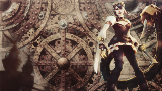 Steampunk woman sword mechanical clock - mechanical free wallpaper