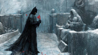 Gothic snowy cemetery man red - andrew robinson free wallpaper