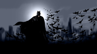Batman bats night sky full - a full moon behind free wallpaper