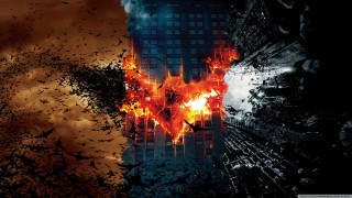 Batman bat symbol city skyline - a batman movie poster free wallpaper