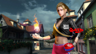 Woman holding ball fireball street - house free wallpaper