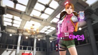 Girl pink jacket cellphone portrait - a cell phone in a room free wallpaper