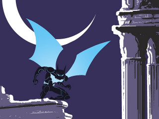 Batman standing ledged bat flying - a bat free wallpaper