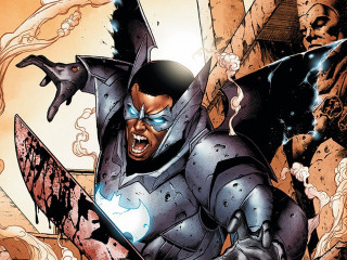 Futuristic man suit sword demon 2 - a futuristic suit holding free wallpaper for desktop