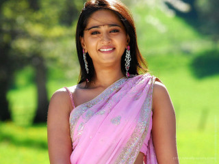 Girl pink sari smiling green - a pink sari free wallpaper